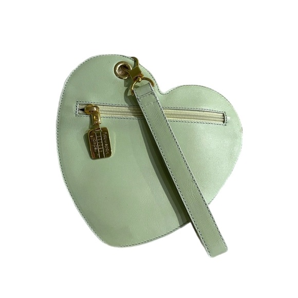 Vintage Moschino Redwall Green Heart Clutch Wristlet - Picture 2 of 6